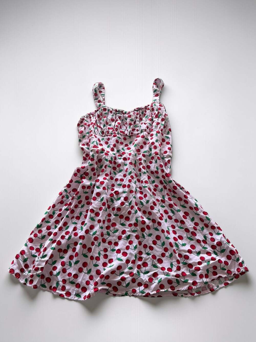 Trixxi Cherry Print Smocked Back Corset Style Mini Sun Dress